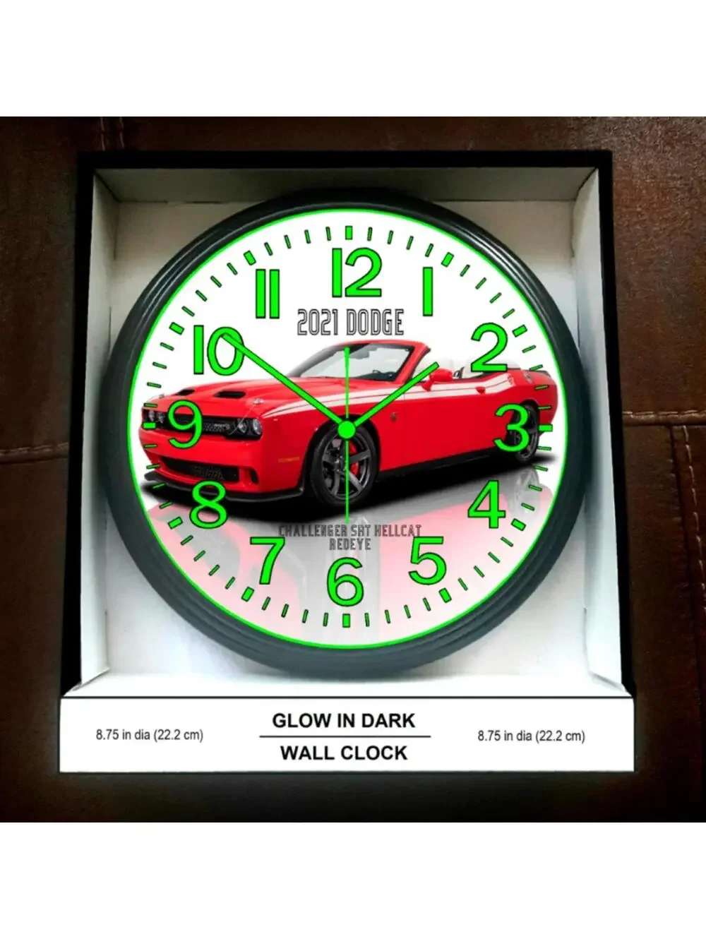2021 Dodge Hellcat Red Eye Glow In The Dark Wall Clock New!